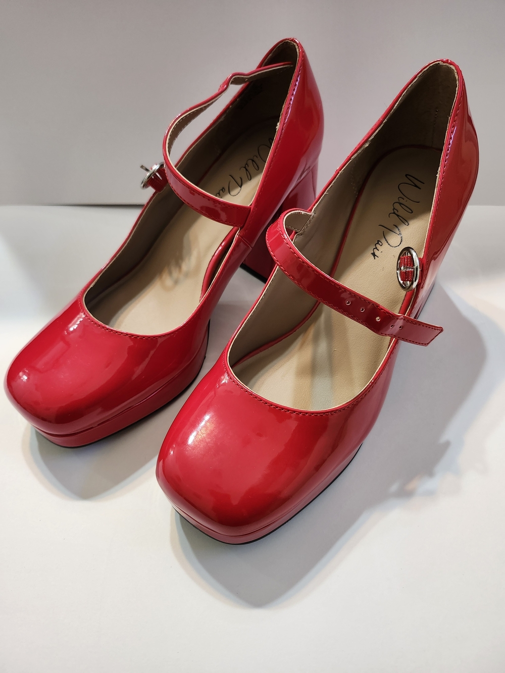 Wild Pair Red Patent Mary Jane Block Heels - Picture 6 of 6